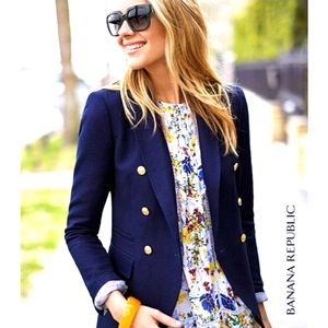 BANANA REPUBLIC Navy Blue Blazer with Gold Buttons